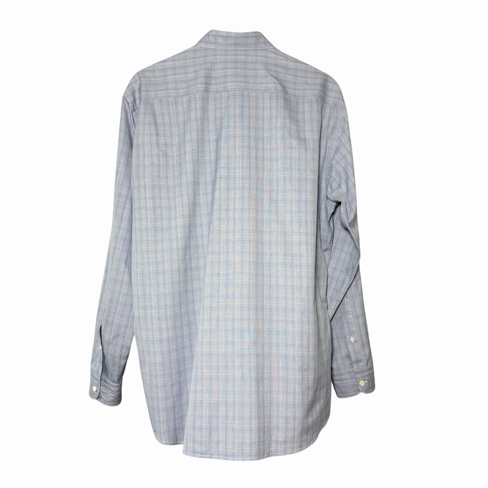 Ermenegildo Zegna Mens Traveller XL Blue Check Luxury 100% Cotton Shirt Designer - Picture 3 of 12